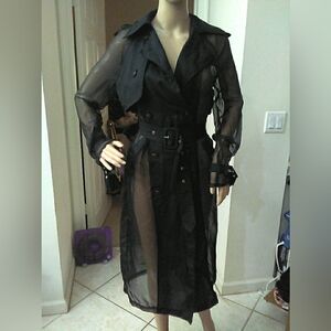 NWT L'ATISTE Sleek Black JACKET SHEER BUTTON & X BELTED "SUPER SEXY" SZ. SM 🔥🔥